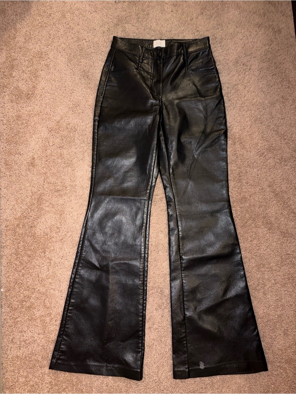 Aritzia Black Faux Leather Flare Pants